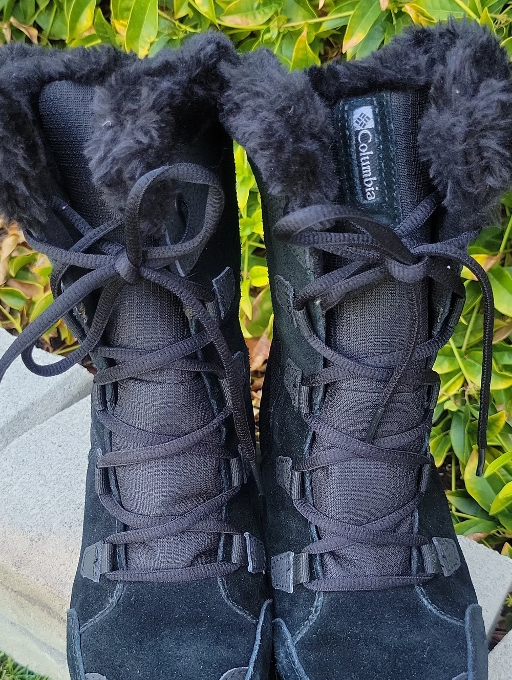 Columbia Ice Maiden II Black Faux-Fur Lined Winter Lace-Up Quilted Boots 7